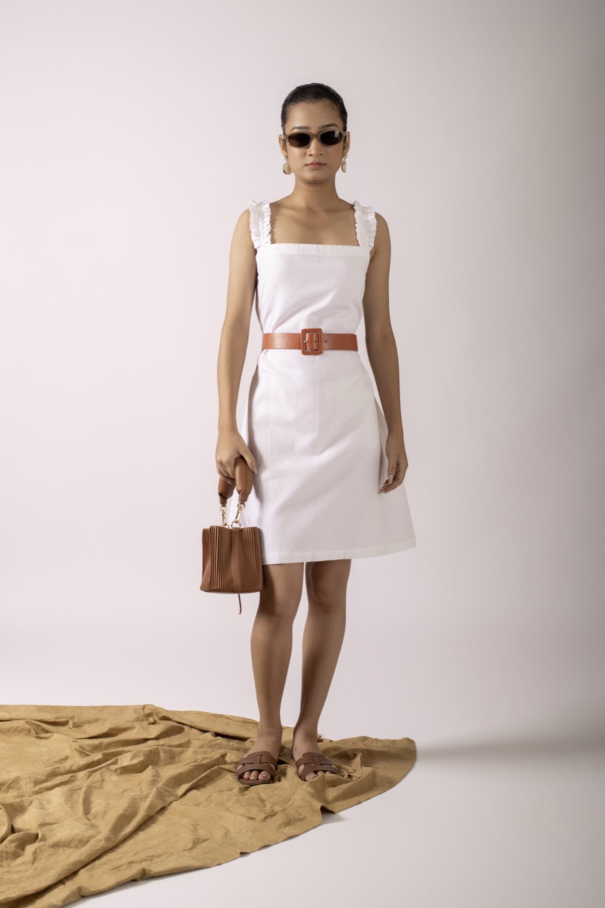 Kiara White Ruffle Dress