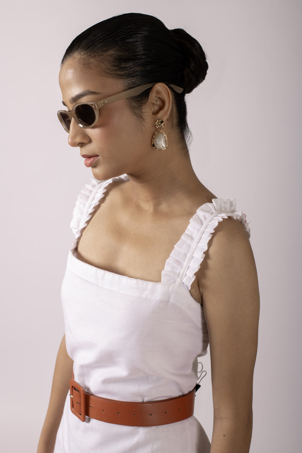 Kiara White Ruffle Dress