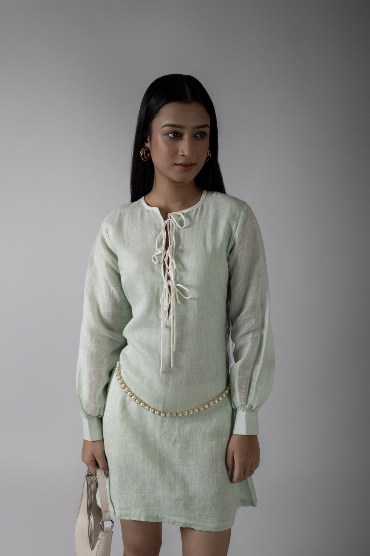 Kylie Mint Green Front Tie Dress