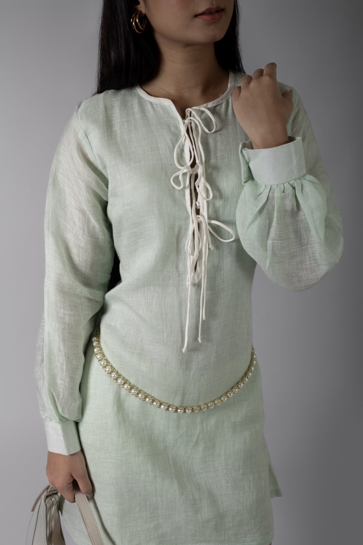 Kylie Mint Green Front Tie Dress