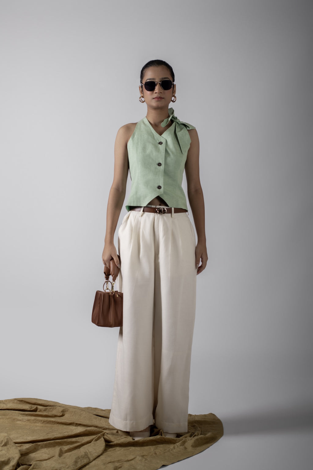 Racheal Green Bow Vest Coat