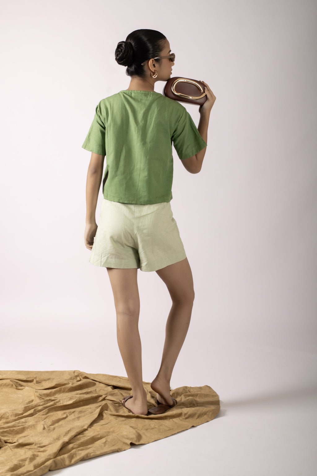 Saylor Green Colourblock Shirt And Shorts