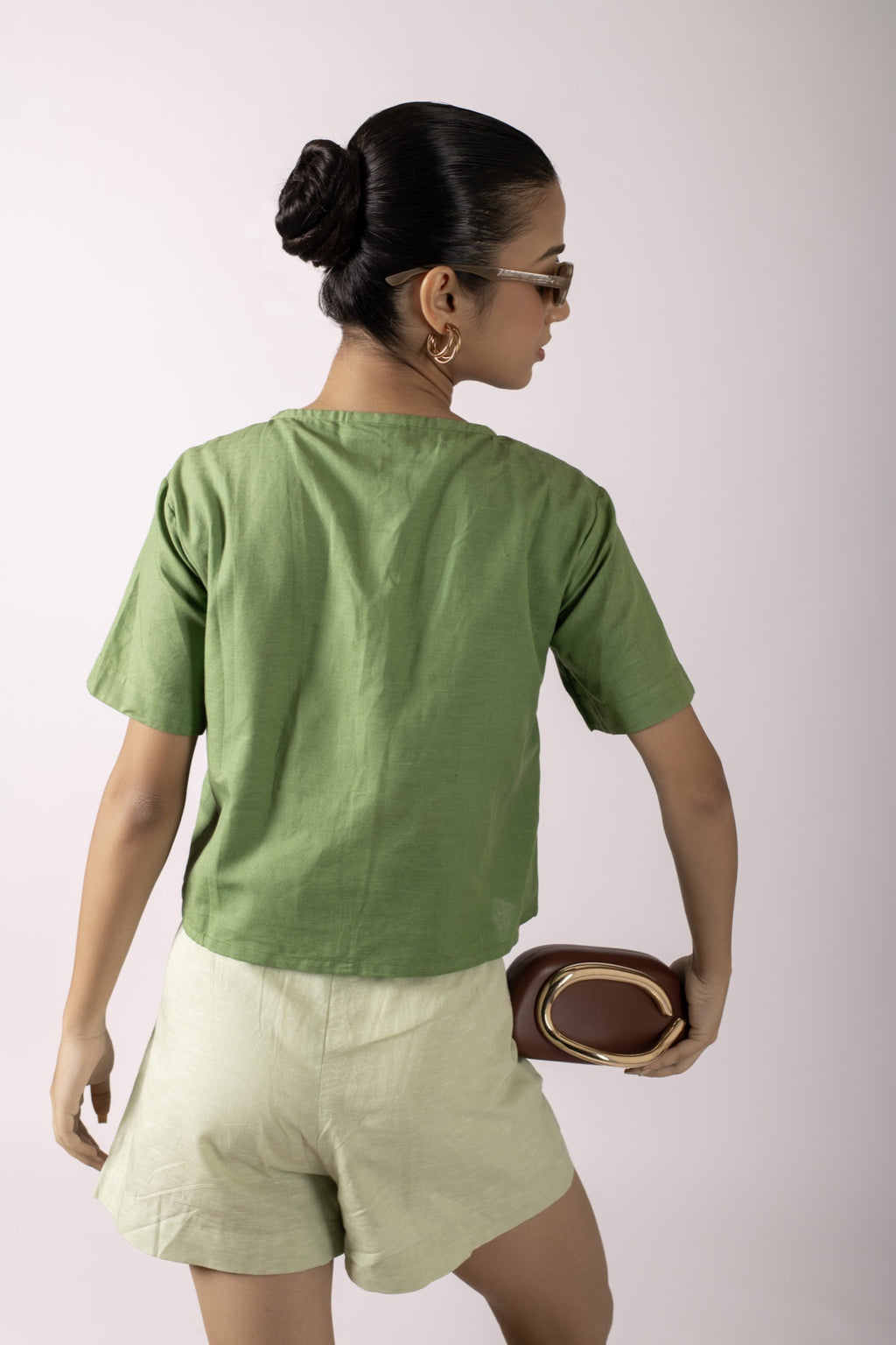 Saylor Green Colourblock Shirt And Shorts