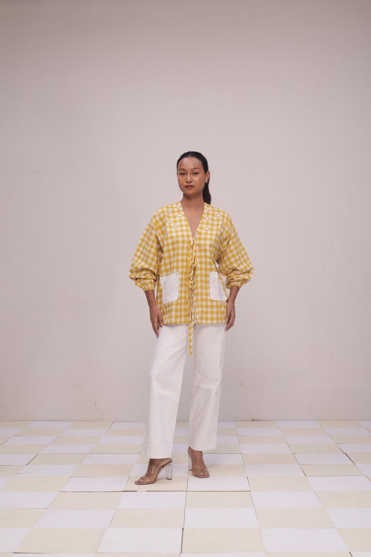 Tie-Up Gingham Shacket
